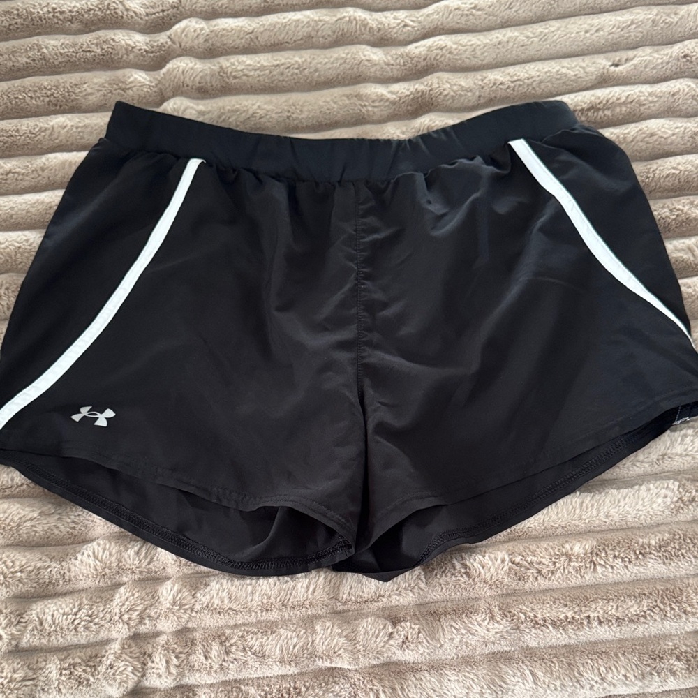 Under Armour Women's Black Athletic Shorts with White Trim